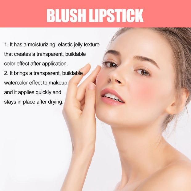 Ouhoe 5g Fruit Blush Lipstick Lip Tinted Cooling Water Jelly Natural Makeup Cheek Contour Long Lasting Matte Lip Dye Stick