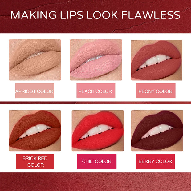 6 Colors Non-fading Lip Gloss Waterproof Lipstick Pen Matte Long-lasting Sexy Lip Gloss Beauty Matte Lip Liner Lip Makeup