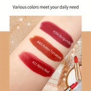 3 Colors Matte Lipstick Set Lip Stick with Sliver Chain Bag Package Non-Stick Cup Long Retractable Red Lipstick Set 3.5gx3