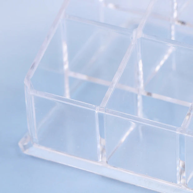 9 Slots Clear Acrylic Lipstick Storage Box Trapezoid Cosmetic Display Case Store Desk Lipstick Cosmetic Organizer Holder Stand