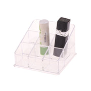 9 Slots Clear Acrylic Lipstick Storage Box Trapezoid Cosmetic Display Case Store Desk Lipstick Cosmetic Organizer Holder Stand