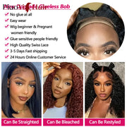 Glueless Wigs Human Hair Water Wave Bob Wig Human Hair 100% Ready to Wear Curly Wave Human Hair Wigs 4X4 Lace Bob Top Quality