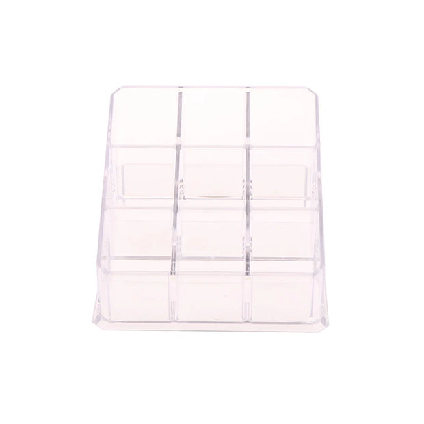9 Slots Clear Acrylic Lipstick Storage Box Trapezoid Cosmetic Display Case Store Desk Lipstick Cosmetic Organizer Holder Stand