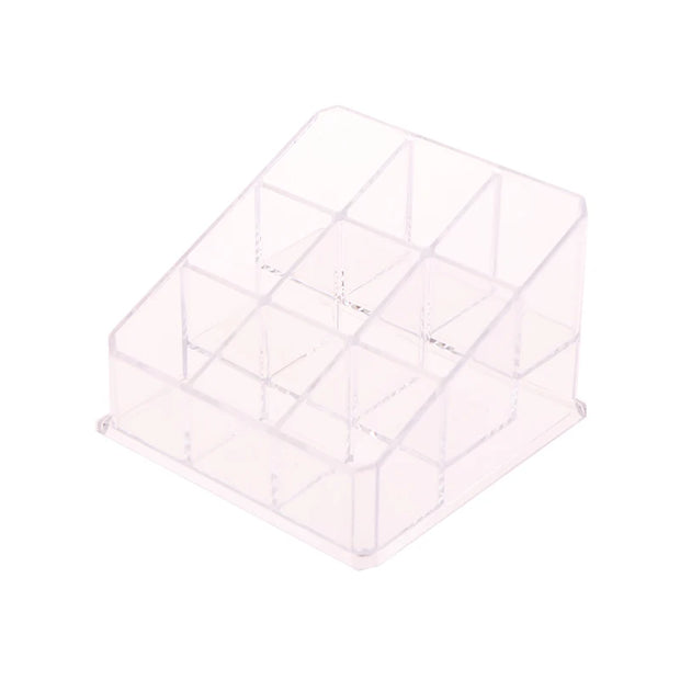 9 Slots Clear Acrylic Lipstick Storage Box Trapezoid Cosmetic Display Case Store Desk Lipstick Cosmetic Organizer Holder Stand