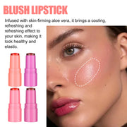 Ouhoe 5g Fruit Blush Lipstick Lip Tinted Cooling Water Jelly Natural Makeup Cheek Contour Long Lasting Matte Lip Dye Stick