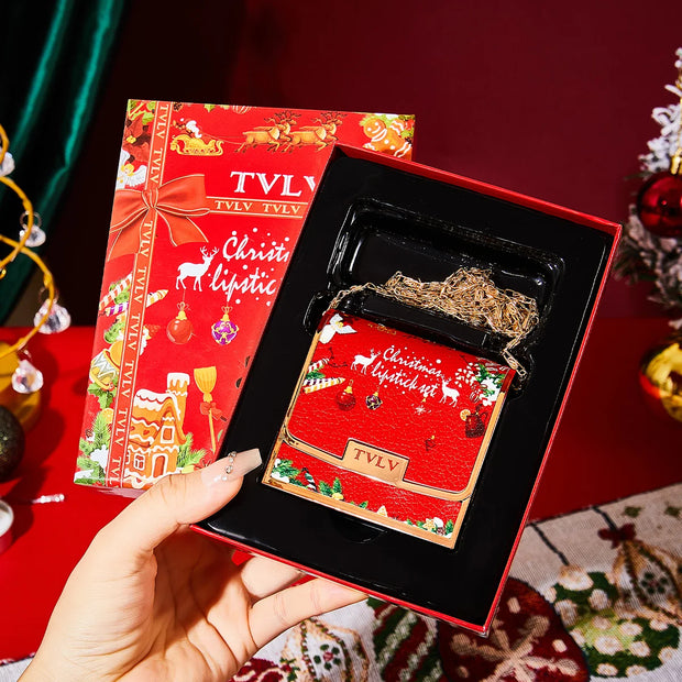 3 Colors Matte Lipstick Set Lip Stick with Red Chain Bag Package Non-Stick Cup Long Lasting Retractable Red Lipstick Set 3.5gx3