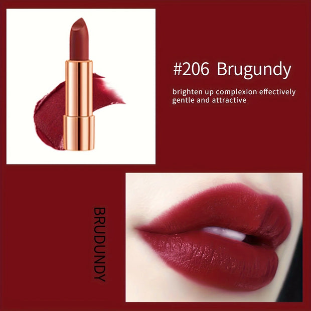 3 Colors Matte Lipstick Set Lip Stick with Sliver Chain Bag Package Non-Stick Cup Long Retractable Red Lipstick Set 3.5gx3