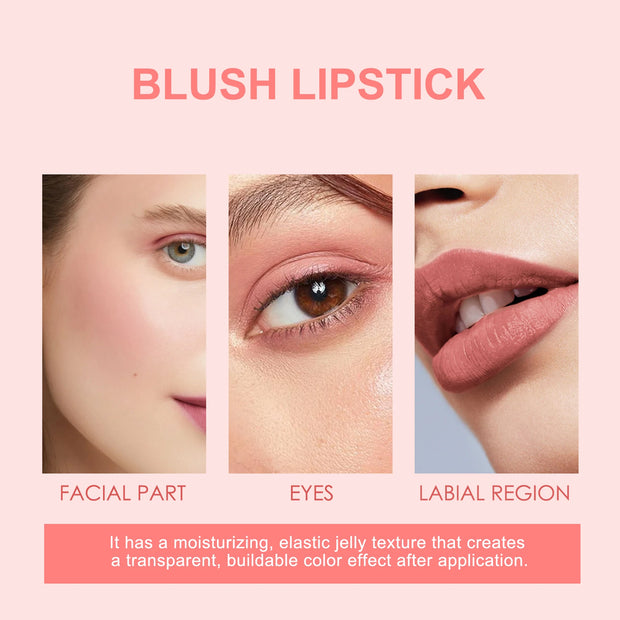 Ouhoe 5g Fruit Blush Lipstick Lip Tinted Cooling Water Jelly Natural Makeup Cheek Contour Long Lasting Matte Lip Dye Stick